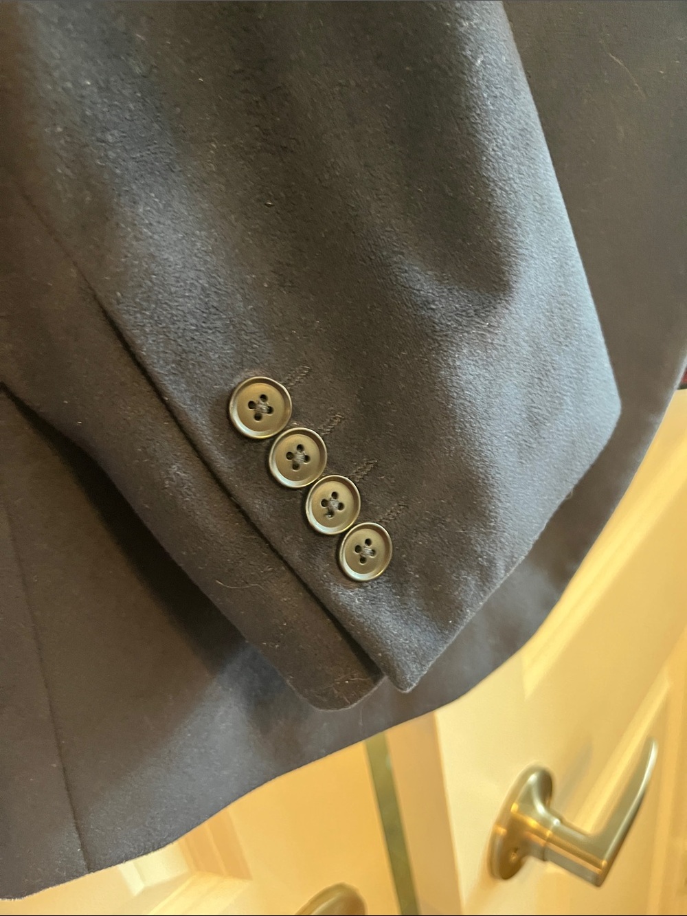 Men's Navy Velvet Two-Button Blazer with Patterned Lining - Picture 7 of 7